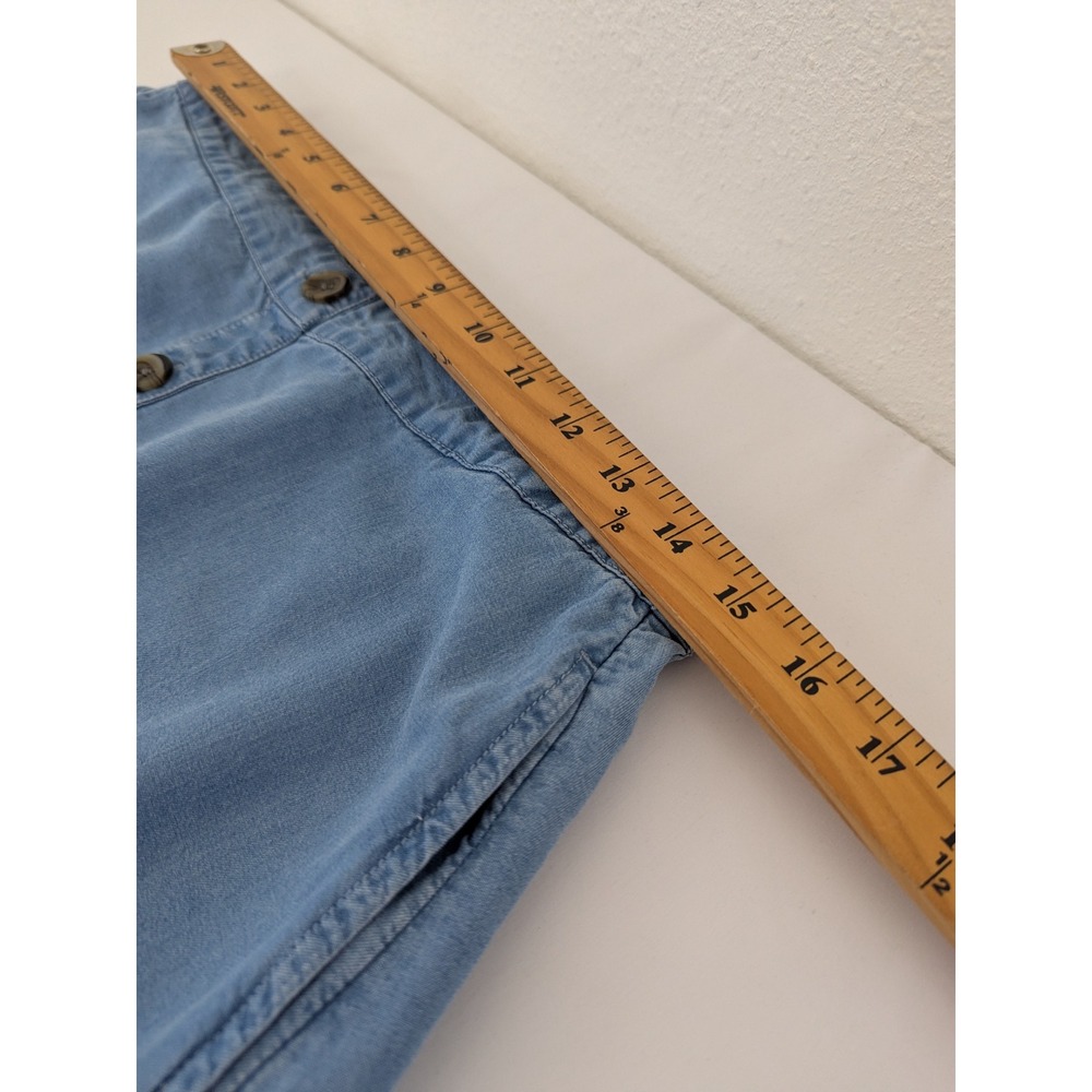 Coldwater Creek Blue Tencel Button Front Midi Skirt XS Elastic Back Pockets - Picture 7 of 10